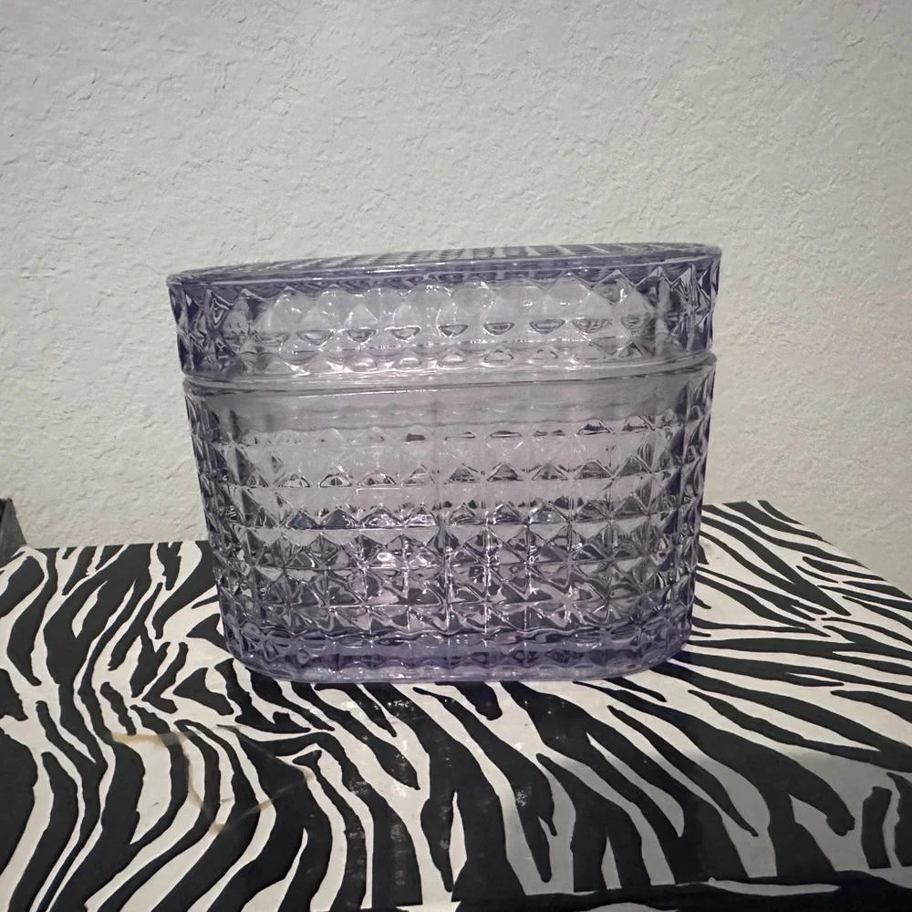 Elegant Purple Glass Vanity Trinket box